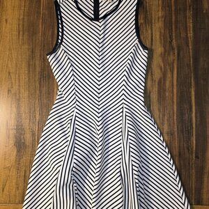 Monteau nautical white and navy blue striped dress